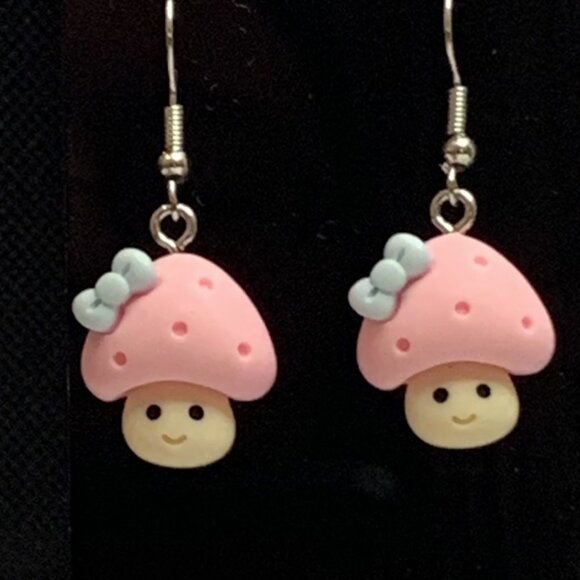 Mushroom Earring, Mario Earring, Funny Food Earring, Food Jewelry, Princess - Picture 1 of 7